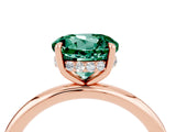 Rose gold Round Cut Green Sapphire Solitaire Ring with Thin Band and Four-Prong Setting_16
