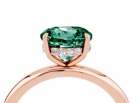 Rose gold Round Cut Green Sapphire Solitaire Ring with Thin Band and Four-Prong Setting_16