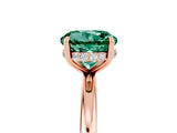 Rose gold Round Cut Green Sapphire Solitaire Ring with Thin Band and Four-Prong Setting_17