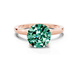 Rose gold Round Cut Green Sapphire Solitaire Ring with Thin Band and Prong Setting_12