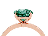 Rose gold Round Cut Green Sapphire Solitaire Ring with Thin Band and Prong Setting_16
