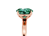 Rose gold Round Cut Green Sapphire Solitaire Ring with Thin Band and Prong Setting_17