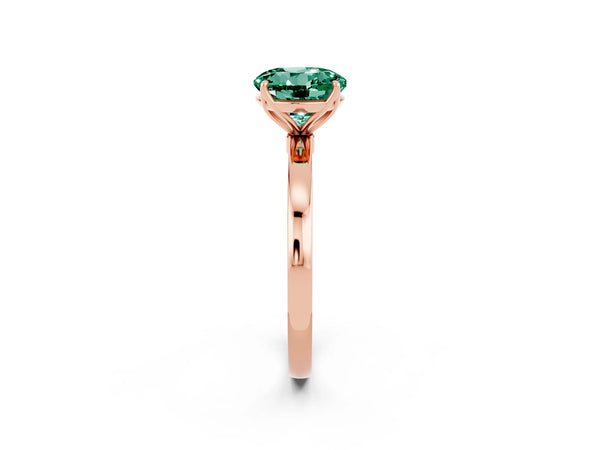 Rose gold Round Cut Green Sapphire Solitaire Ring with Thin Band and Prong Setting