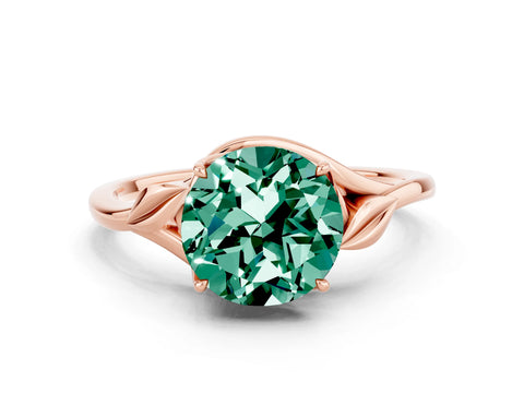 Rose gold Round Cut Green Sapphire Solitaire Ring with Twist Band and Four-Prong Setting_24