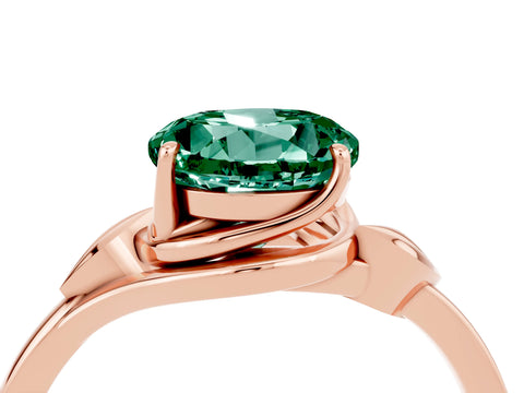 Rose gold Round Cut Green Sapphire Solitaire Ring with Twist Band and Four-Prong Setting_28