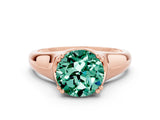 Rose gold Round Cut Green Sapphire Solitaire Ring with Wide Band and Prong Setting