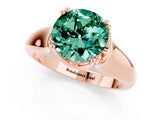 Rose gold Round Cut Green Sapphire Solitaire Ring with Wide Band and Prong Setting_1