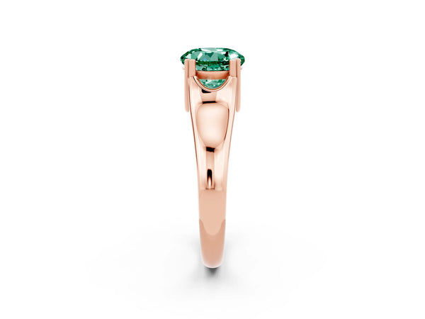Rose gold Round Cut Green Sapphire Solitaire Ring with Wide Band and Prong Setting