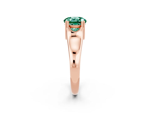 Rose gold Round Cut Green Sapphire Solitaire Ring with Wide Band and Prong Setting_2