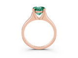 Rose gold Round Cut Green Sapphire Solitaire Ring with Wide Band and Prong Setting_3