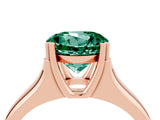Rose gold Round Cut Green Sapphire Solitaire Ring with Wide Band and Prong Setting_4