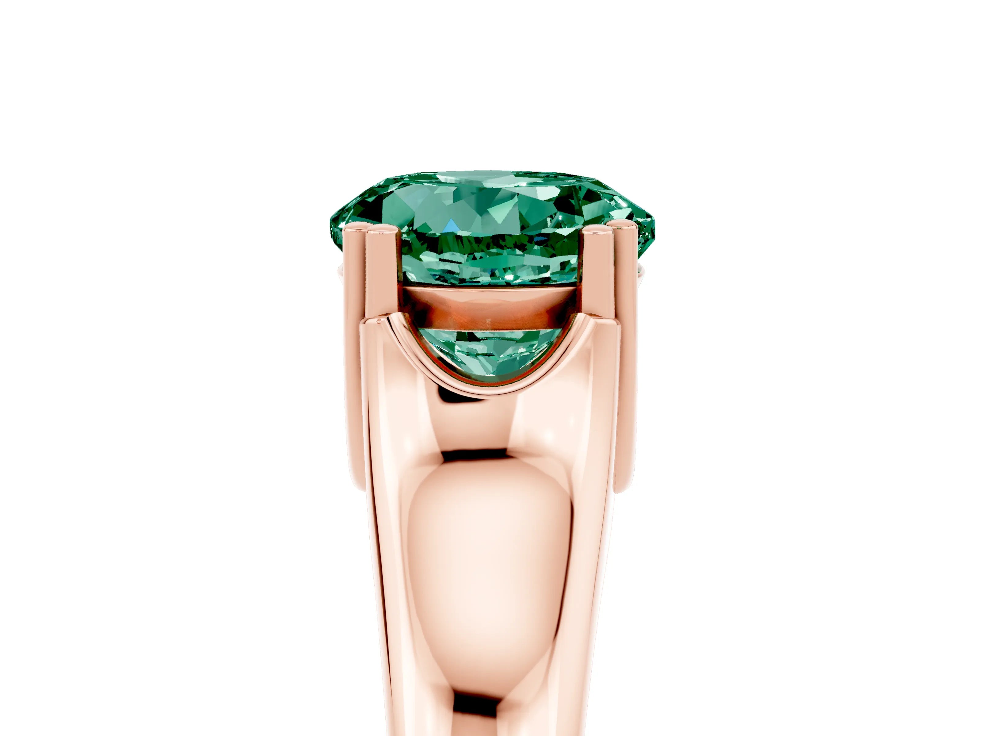 Rose gold Round Cut Green Sapphire Solitaire Ring with Wide Band and Prong Setting_5