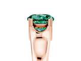 Rose gold Round Cut Green Sapphire Solitaire Ring with Wide Band and Prong Setting_5