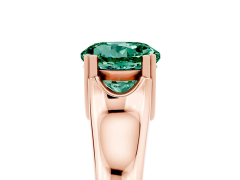 Rose gold Round Cut Green Sapphire Solitaire Ring with Wide Band and Prong Setting_5