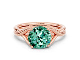Rose gold Round Cut Green Sapphire Solitaire Twist Band Prong Setting Ring_24