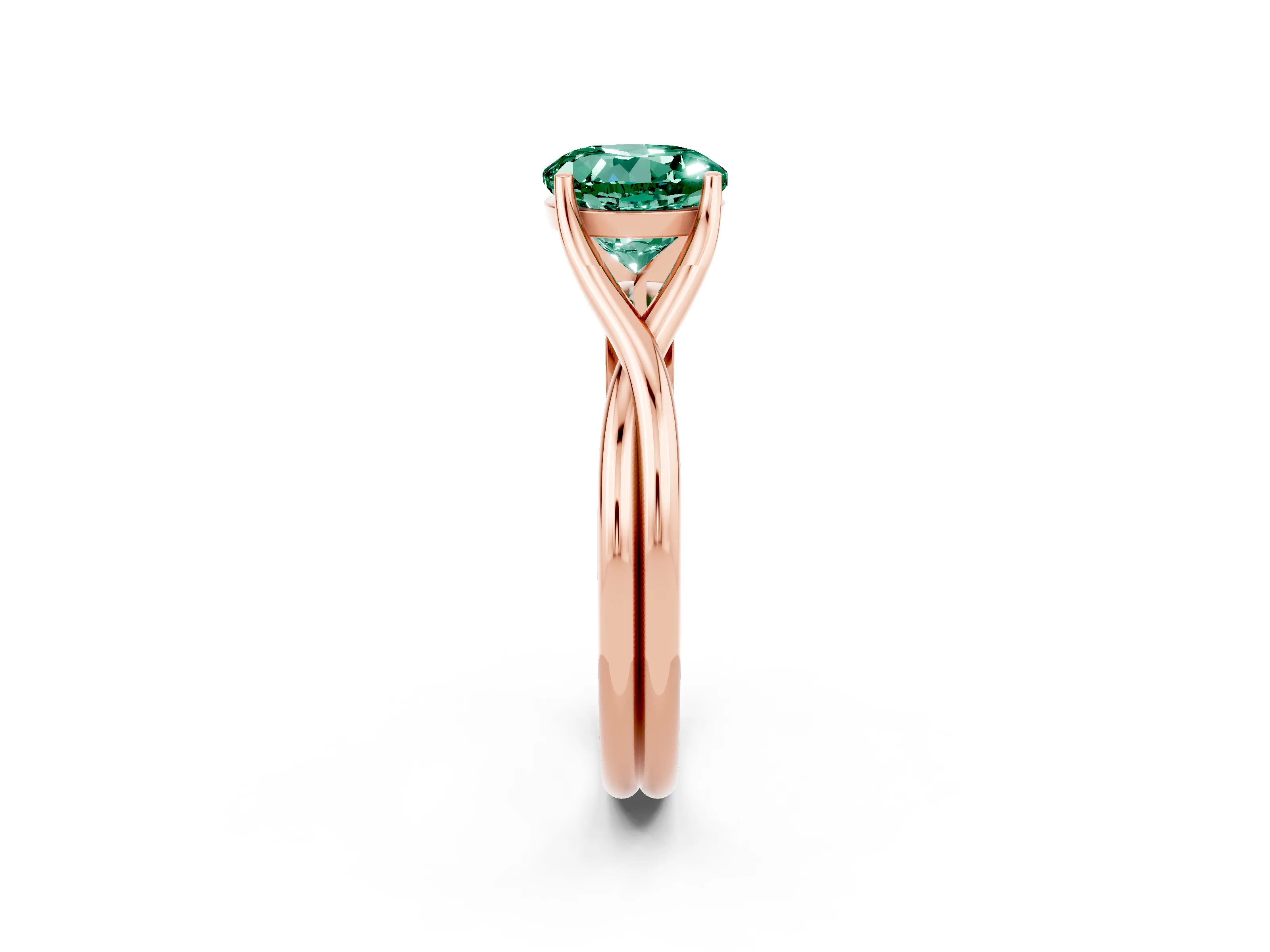 Rose gold Round Cut Green Sapphire Solitaire Twist Band Prong Setting Ring_26