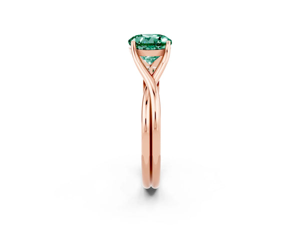 Rose gold Round Cut Green Sapphire Solitaire Twist Band Prong Setting Ring