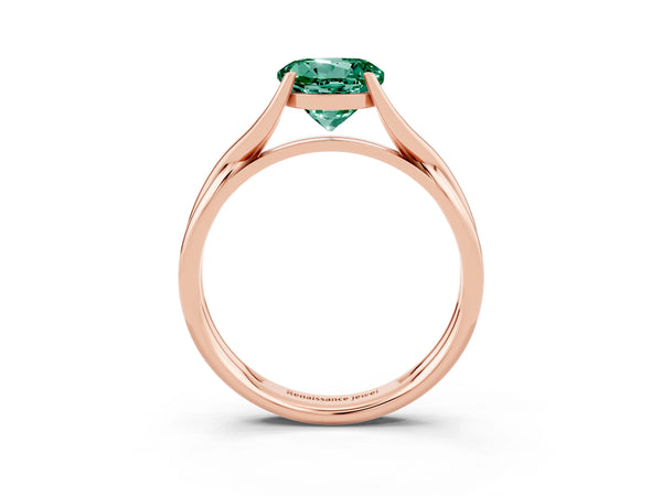 Rose gold Round Cut Green Sapphire Solitaire Twist Band Prong Setting Ring