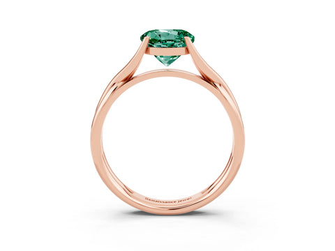 Rose gold Round Cut Green Sapphire Solitaire Twist Band Prong Setting Ring_27