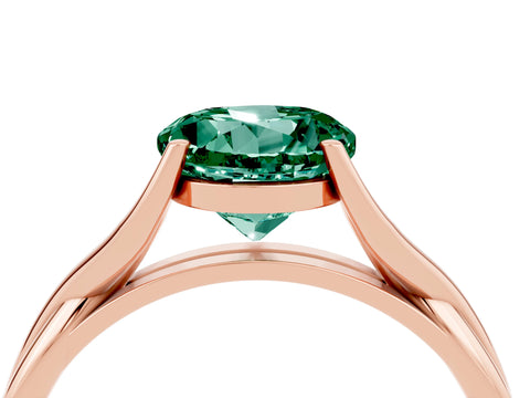 Rose gold Round Cut Green Sapphire Solitaire Twist Band Prong Setting Ring_28