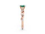 Rose gold Round Cut Green Sapphire Solitaire Twisted Band with Round  Accents and Prong Setting_14