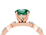 Rose gold Round Cut Green Sapphire Solitaire Twisted Band with Round  Accents and Prong Setting_16