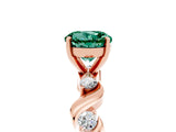 Rose gold Round Cut Green Sapphire Solitaire Twisted Band with Round  Accents and Prong Setting_17
