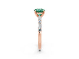 Rose gold Round Cut Green Sapphire Solitaire with Side Baguettes and Channel Set Band_2