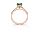 Rose gold Round Cut Green Sapphire Solitaire with Side Baguettes and Channel Set Band_3