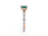 Rose gold Round Cut Green Sapphire Solitaire with Side Stones, Pave Band, Four-Prong Setting_38