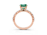 Rose gold Round Cut Green Sapphire Solitaire with Side Stones, Pave Band, Four-Prong Setting_39