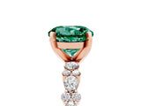 Rose gold Round Cut Green Sapphire Solitaire with Side Stones, Pave Band, Four-Prong Setting_41