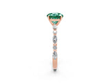 Rose gold Round Cut Green Sapphire Solitaire with Side Stones on a Pavé Band and Four-Prong Setting_2