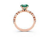 Rose gold Round Cut Green Sapphire Solitaire with Side Stones on a Pavé Band and Four-Prong Setting_3