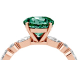 Rose gold Round Cut Green Sapphire Solitaire with Side Stones on a Pavé Band and Four-Prong Setting_4