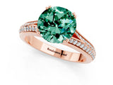 Rose gold Round Cut Green Sapphire Split Shank Engagement Ring with Pavé Band_1