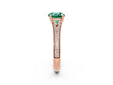 Rose gold Round Cut Green Sapphire Split Shank Engagement Ring with Pavé Band_2