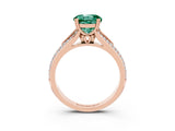 Rose gold Round Cut Green Sapphire Split Shank Engagement Ring with Pavé Band_3