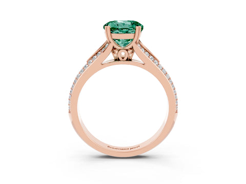 Rose gold Round Cut Green Sapphire Split Shank Engagement Ring with Pavé Band_3