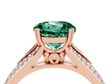 Rose gold Round Cut Green Sapphire Split Shank Engagement Ring with Pavé Band_4