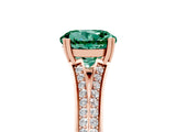 Rose gold Round Cut Green Sapphire Split Shank Engagement Ring with Pavé Band_5