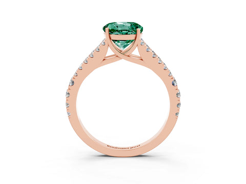 Rose gold Round Cut Green Sapphire Split Shank Pavé Engagement Ring with Four-Prong Setting_15
