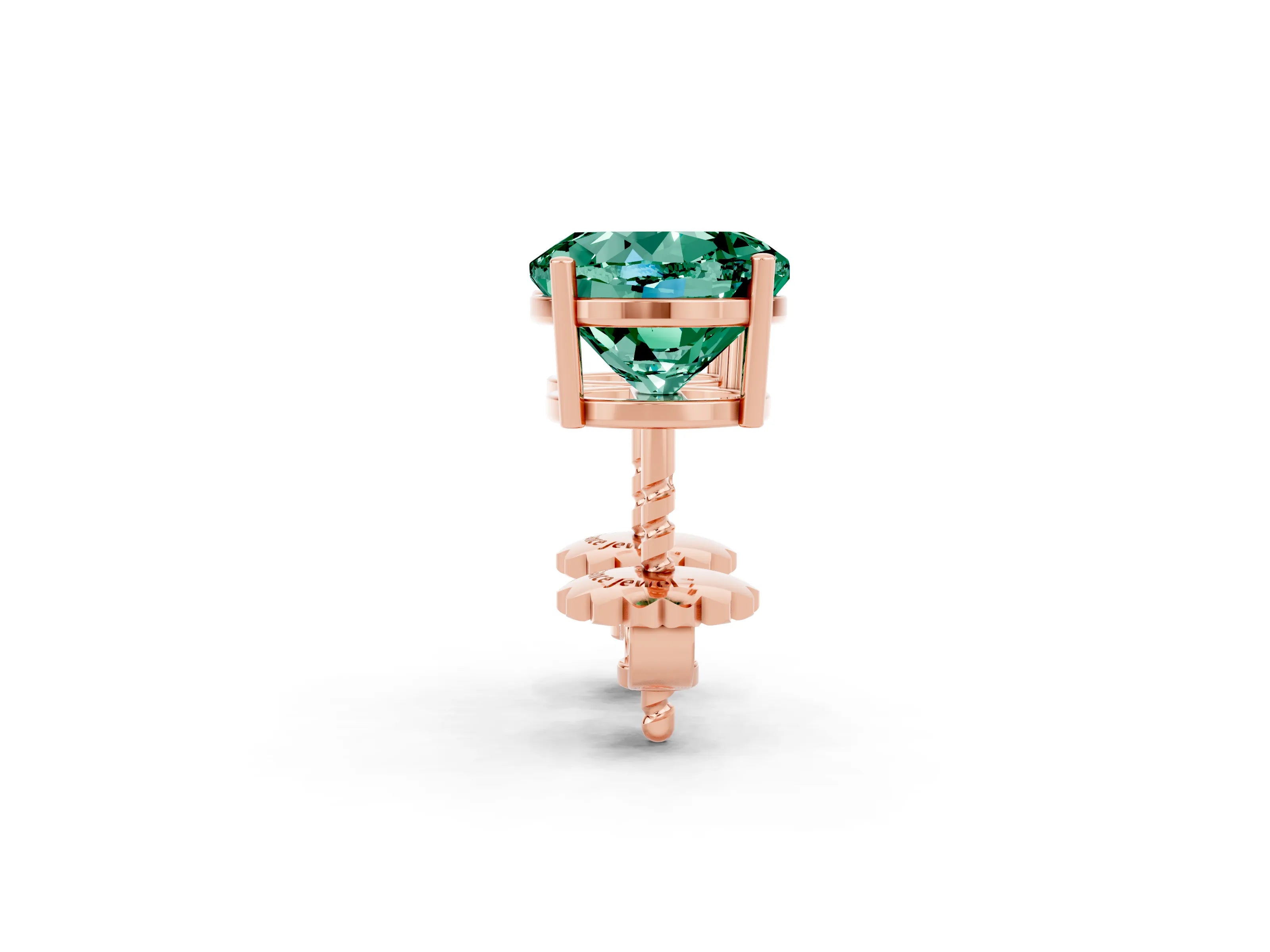 Rose gold Round Cut Green Sapphire Stud Earrings_20