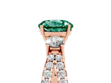 Rose gold Round Cut Green Sapphire Three-Stone Ring with Pavé Split Shank and Four-Prong Setting_5