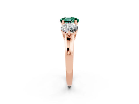 Rose gold Round Cut Green Sapphire Three-Stone Ring with Prong Setting and Classic Band_2
