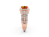 Rose gold Round Cut Halo Citrine Ring with Split Shank and Four-Prong Setting_2