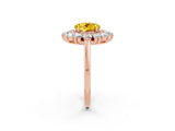 Rose gold Round Cut Halo Cluster Diamond Ring with Pave Band and Four-Prong Setting_10