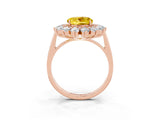 Rose gold Round Cut Halo Cluster Diamond Ring with Pave Band and Four-Prong Setting_11