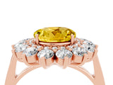Rose gold Round Cut Halo Cluster Diamond Ring with Pave Band and Four-Prong Setting_12