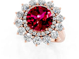 Rose gold Round Cut Halo Cluster Diamond Ring with Pave Band and Four-Prong Setting_13